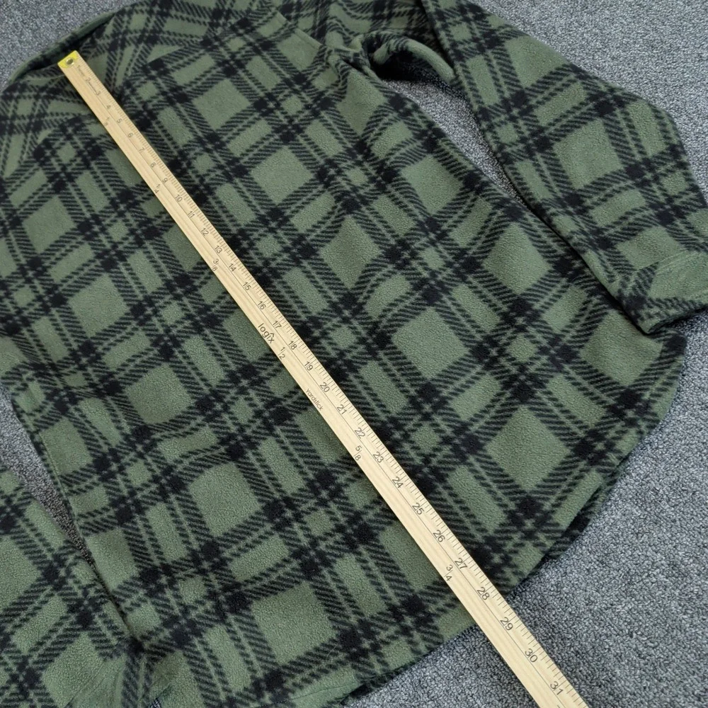 O'Neill Gorpcore Plaid Fleece Shirt Jacket Mens Small Green Snap Front Shacket